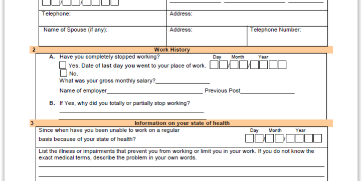 Application for Incapacity Lump Sum