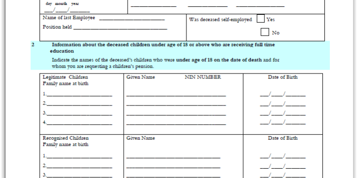 Application for Post Retirement Childrens Pension