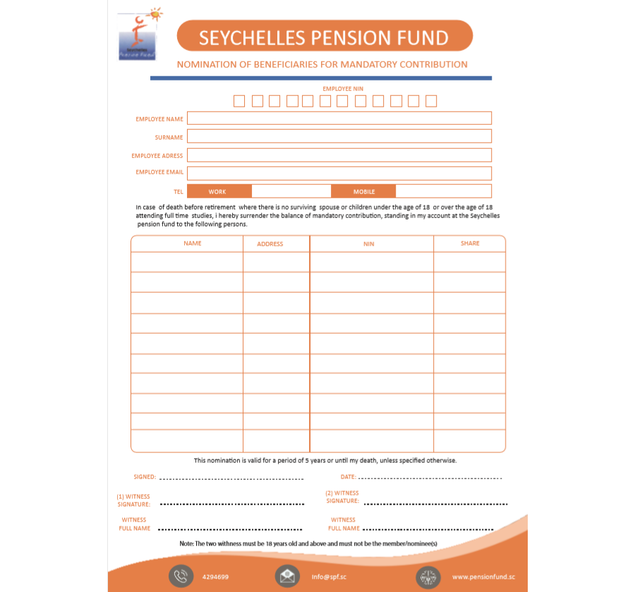 Mandatory Contribution Beneficiaries Nomination form